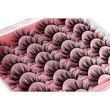 False Eyelashes Wispy Lashes Natural Look Eye Lashes Cat Eye Fake Eyelashes C Curl False Lashes Fluffy Handmade Light Volume Eyelashes 14 Pairs Pack by zanlufly