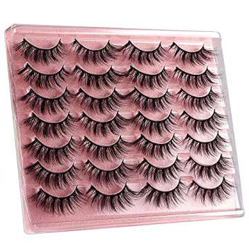 False Eyelashes Wispy Lashes Natural Look Eye Lashes Cat Eye Fake Eyelashes C Curl False Lashes Fluffy Handmade Light Volume Eyelashes 14 Pairs Pack by zanlufly