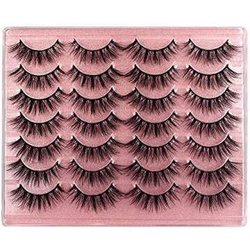 False Eyelashes Wispy Lashes Natural Look Eye Lashes Cat Eye Fake Eyelashes C Curl False Lashes Fluffy Handmade Light Volume Eyelashes 14 Pairs Pack by zanlufly