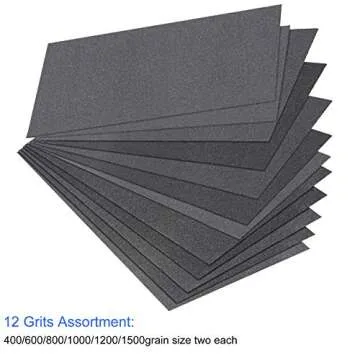 Versatile Waterproof Sandpaper Sheets Assorted Grit Pack 400-1500