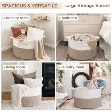 INDRESSME XXXLarge Cotton Rope Basket for Home Storage