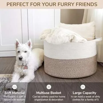 INDRESSME XXXLarge Cotton Rope Basket for Home Storage