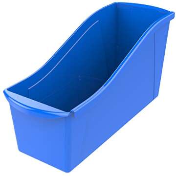 Storex Large Book Bin, Interlocking Plastic Organizer for Home, Office and Classroom, Blue, 6-Pack (...