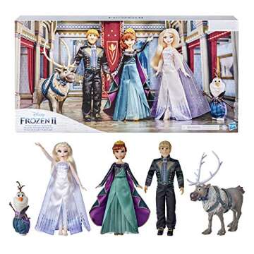 Disney Frozen 2 Frozen Finale Set, Anna, Elsa, Kristoff, Olaf, Sven Dolls with Fashion Doll Clothes and Accessories, Toy for Kids 3 and Up (Amazon Exclusive)