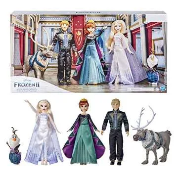 Disney Frozen 2 Frozen Finale Set, Anna, Elsa, Kristoff, Olaf, Sven Dolls with Fashion Doll Clothes and Accessories, Toy for Kids 3 and Up (Amazon Exclusive)