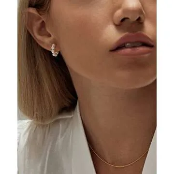 MOROTOLE Pearl Hoop Earrings Small Pearl Hoop Earrings Lightweight Open Large Circle Round Pearl Earrings Jewelry Birthday Gift Pearl Hoop Earrings for Women