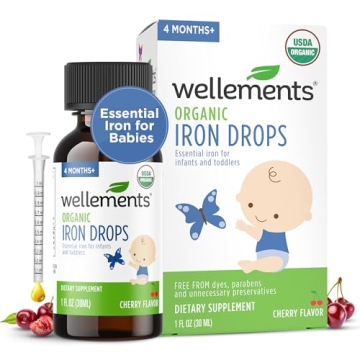 Wellements Organic Iron Drops - Cherry Flavor for Kids