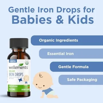 Wellements Organic Iron Drops - Cherry Flavor for Kids