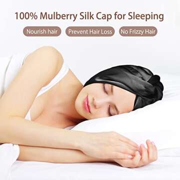 OLESILK Silk Bonnet for Sleeping Women: 100% Mulberry 22 Momme Silk, Adjustable Fit for Night Hair C...