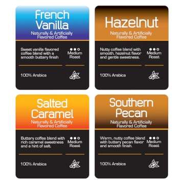 Roast Ridge Single Serve Coffee Pods for Keurig K-Cup Brewers, Variety Pack, 100 Count (20 each: Salted Caramel, Southern Pecan, Chocolate Mocha, Hazelnut, French Vanilla)