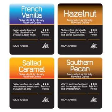 Roast Ridge Single Serve Coffee Pods for Keurig K-Cup Brewers, Variety Pack, 100 Count (20 each: Salted Caramel, Southern Pecan, Chocolate Mocha, Hazelnut, French Vanilla)