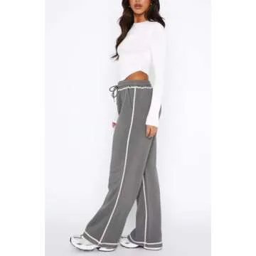 DISCIPBUSH Track Pants Women - Soft Wide Leg Sweatpants with Pockets in Grey