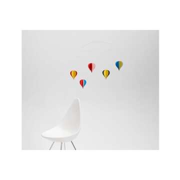 Flensted Mobiles 5 Balloon Hanging Nursery Mobile - 26 Inches - Premium-Grade Cardstock