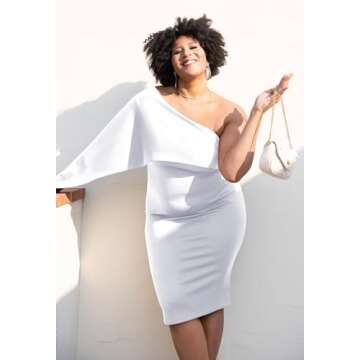 GOBLES Women's Summer Sexy One Shoulder Ruffle Bodycon Midi Cocktail Dress White