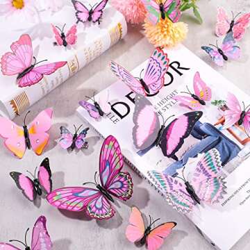 24 Pieces Blue Butterfly Hair Clips Small Realistic Colorful Handmade 90s Blue Butterfly Hair Clips Barrette Accessories for Women(Pink)