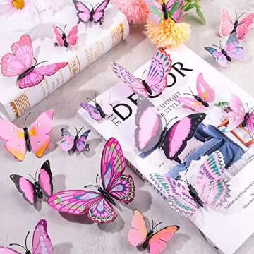 24 Pieces Blue Butterfly Hair Clips Small Realistic Colorful Handmade 90s Blue Butterfly Hair Clips Barrette Accessories for Women(Pink)