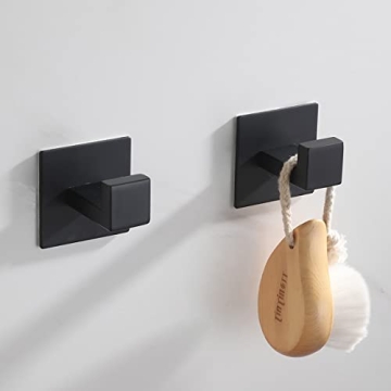 Flybath Coat Hook Matte Black Self Adhesive Bathroom 2 Pack