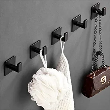 Flybath Coat Hook Matte Black Self Adhesive Bathroom 2 Pack