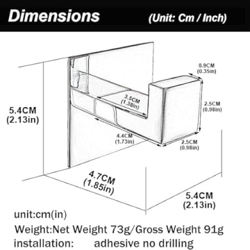 Flybath Coat Hook Matte Black Self Adhesive Bathroom 2 Pack