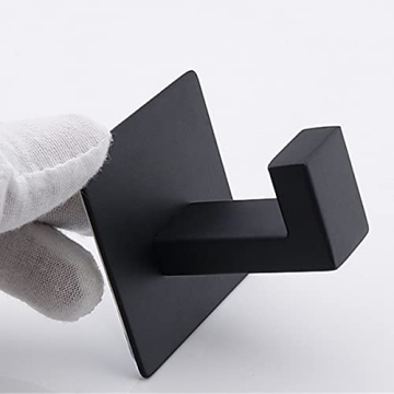 Flybath Coat Hook Matte Black Self Adhesive Bathroom 2 Pack