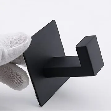 Flybath Coat Hook Matte Black Self Adhesive Bathroom 2 Pack