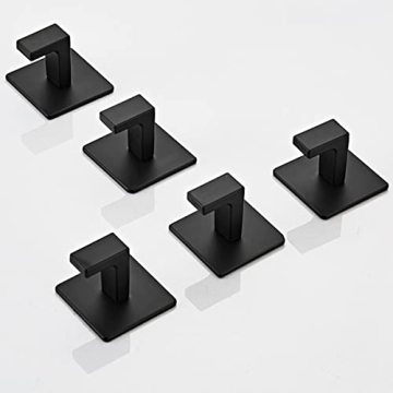 Flybath Coat Hook Matte Black Self Adhesive Bathroom 2 Pack