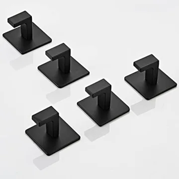 Flybath Coat Hook Matte Black Self Adhesive Bathroom 2 Pack