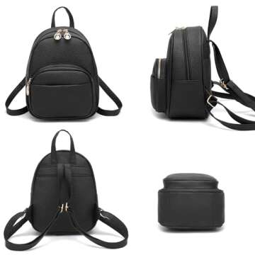 Mini Backpack for Women Girls Leather Backpacks Casual Small Daypack Shoulder Bag with Pockets