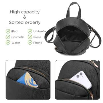 Mini Backpack for Women Girls Leather Backpacks Casual Small Daypack Shoulder Bag with Pockets