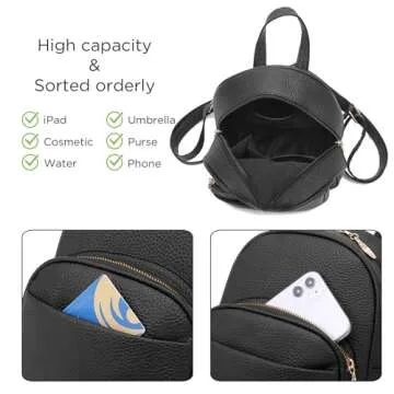 Mini Backpack for Women Girls Leather Backpacks Casual Small Daypack Shoulder Bag with Pockets