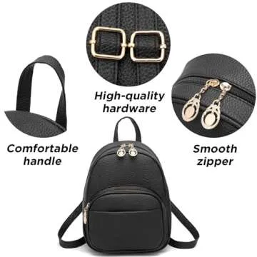 Mini Backpack for Women Girls Leather Backpacks Casual Small Daypack Shoulder Bag with Pockets