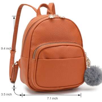 Mini Backpack for Women Girls Leather Backpacks Casual Small Daypack Shoulder Bag with Pockets