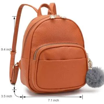 Mini Backpack for Women Girls Leather Backpacks Casual Small Daypack Shoulder Bag with Pockets