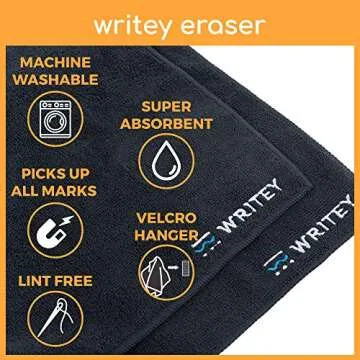 Writeyboard Micro Fiber Dry Erase Cloths, Black, Set of 2
