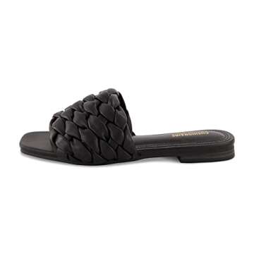 CUSHIONAIRE Women's Aramis woven slide sandal +Memory Foam, Wide Widths Available, Black 8.5
