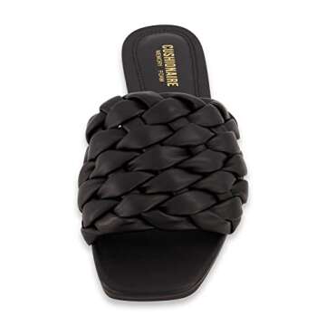 CUSHIONAIRE Women's Aramis woven slide sandal +Memory Foam, Wide Widths Available, Black 8.5