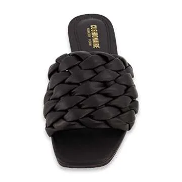 CUSHIONAIRE Women's Aramis woven slide sandal +Memory Foam, Wide Widths Available, Black 8.5