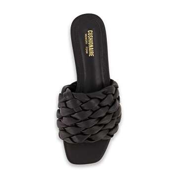 CUSHIONAIRE Women's Aramis woven slide sandal +Memory Foam, Wide Widths Available, Black 8.5
