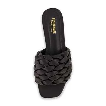 CUSHIONAIRE Women's Aramis woven slide sandal +Memory Foam, Wide Widths Available, Black 8.5