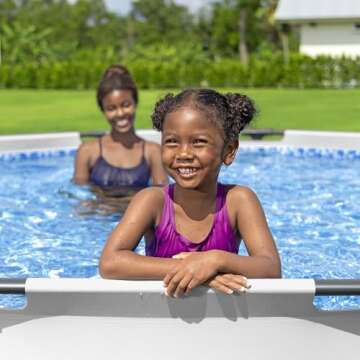 Bestway Steel Pro MAX 12 Foot by 30 Inch Round Above Ground Swimming Pool Set Outdoor Metal Frame Family Pool with Filter Pump, Gray