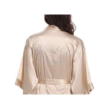 SUGAR JAN Women's Lightweight Silk Bridal Robes for Maid of Honor Set of 5 Champagne-XS