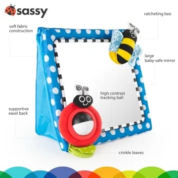 Sassy Tummy Time Floor Mirror - Engaging Developmental Toy for Babies