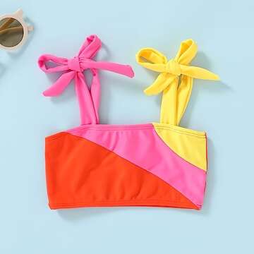 YOUNGER TREE Toddler Girls Two Pieces Swimsuit Color Block Stripe Swimwear Summer Beach Bathing Suit...