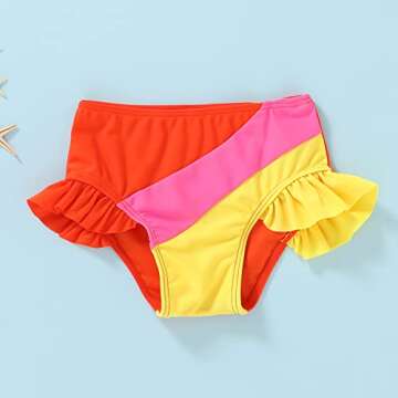 YOUNGER TREE Toddler Girls Two Pieces Swimsuit Color Block Stripe Swimwear Summer Beach Bathing Suit (Orange 4-5T)