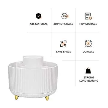 YAWMLYE Makeup Organizer, 360 Rotating Makeup Brush Holder, 5 Slot Large Capacity Makeup Organization and Storage Holder, for Vanity, Bedroom Decor, Bathroom Organizer