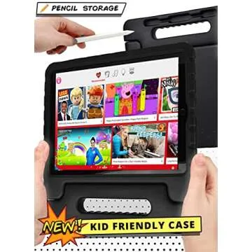 Official Cooper Dynamo Kids iPad Pro 12.9 Case for 1st/2nd Generation (2015/2017) | Unbreakable Protection, Magic Handle, Stand & Pencil Holder (NOT for 2018-2022 3rd-6th Gen) (Licorice Black)