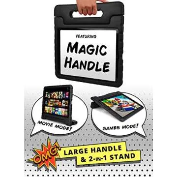 Official Cooper Dynamo Kids iPad Pro 12.9 Case for 1st/2nd Generation (2015/2017) | Unbreakable Protection, Magic Handle, Stand & Pencil Holder (NOT for 2018-2022 3rd-6th Gen) (Licorice Black)