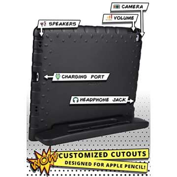 Official Cooper Dynamo Kids iPad Pro 12.9 Case for 1st/2nd Generation (2015/2017) | Unbreakable Protection, Magic Handle, Stand & Pencil Holder (NOT for 2018-2022 3rd-6th Gen) (Licorice Black)