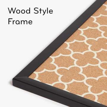 U Brands Cork Bulletin Board, 35"x23", Black Wood Style Frame, Quatrefoil Design Print, Industrial Grade Pinning Surface