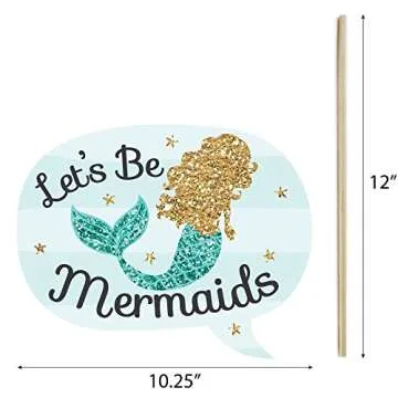 Let's Be Mermaids Photo Booth Props Kit - 20 Count